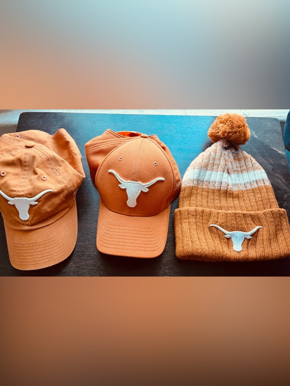 Two UT Texas Longhorns hats & 1 beanie one size EUC